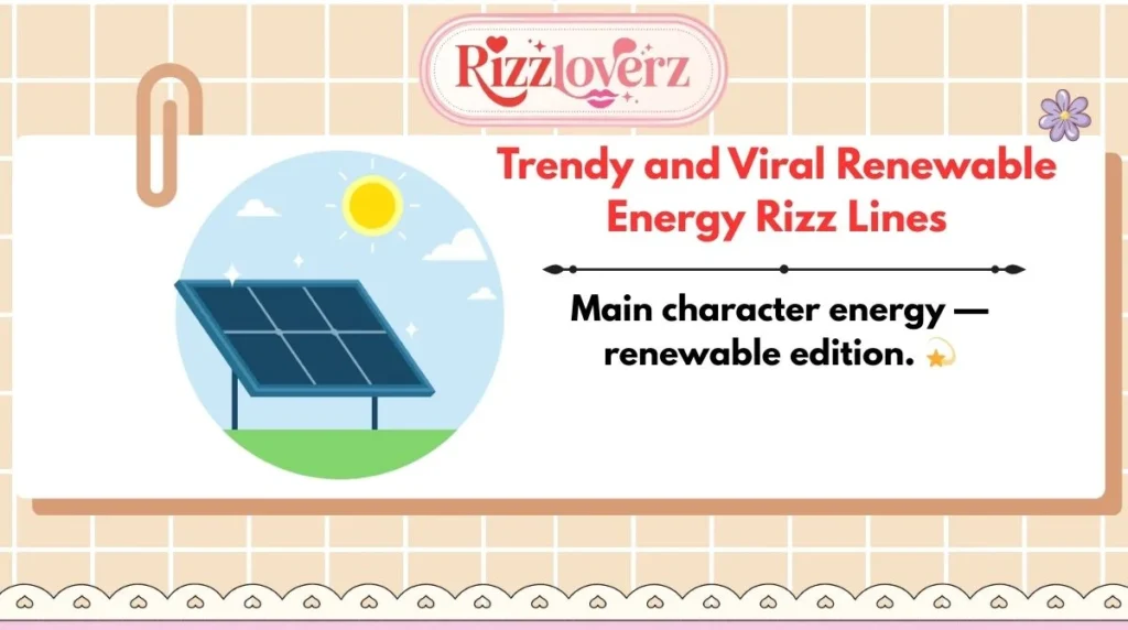 Trendy and Viral Renewable Energy Rizz Lines